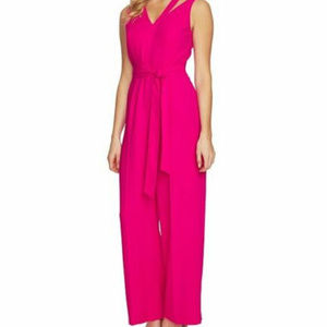 CECE Xs 2 hot pink Tie Waist Cut out Jumpsuit